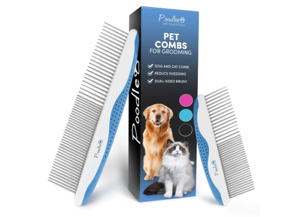 Pudel-Hundekämme zur Fellpflege | 2er-Pack | Zähne aus Edelstahl entfernen mühelos Schmutz